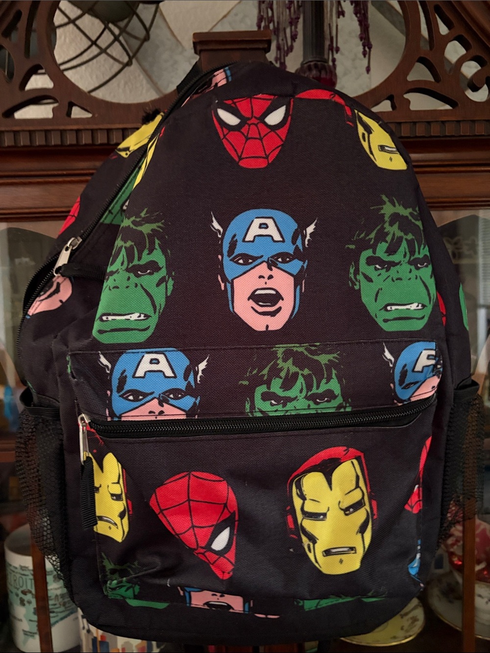 Marvel Kids Backpack with Multi-Color Superhero Faces